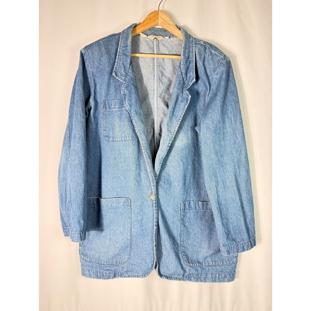 VTG Gotcha Covered Denim Jacket XL Blue Cotton‎ Made in USA Workwear Style